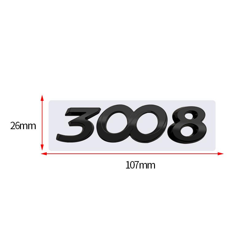 VZQR9 3D Błyszczący Czarny Chrom Srebrny Metalowe Logo Emblemat Odznaka Naklejka Samochodowa dla Peugeot 3008 Akcesoria Samochodowe