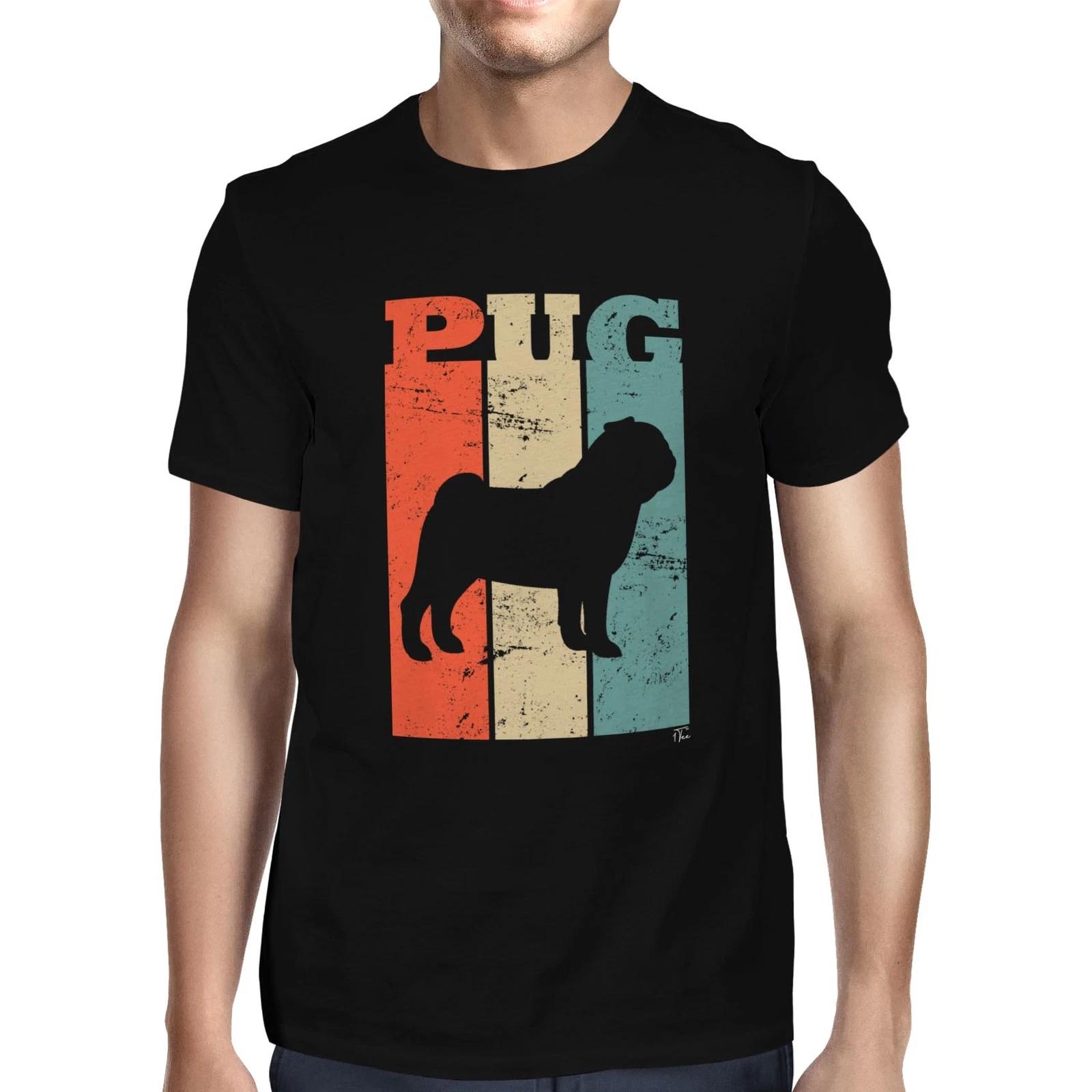 1Tee Mens Pug Dog Breed - Colourful Retro T-Shirt XXXXL