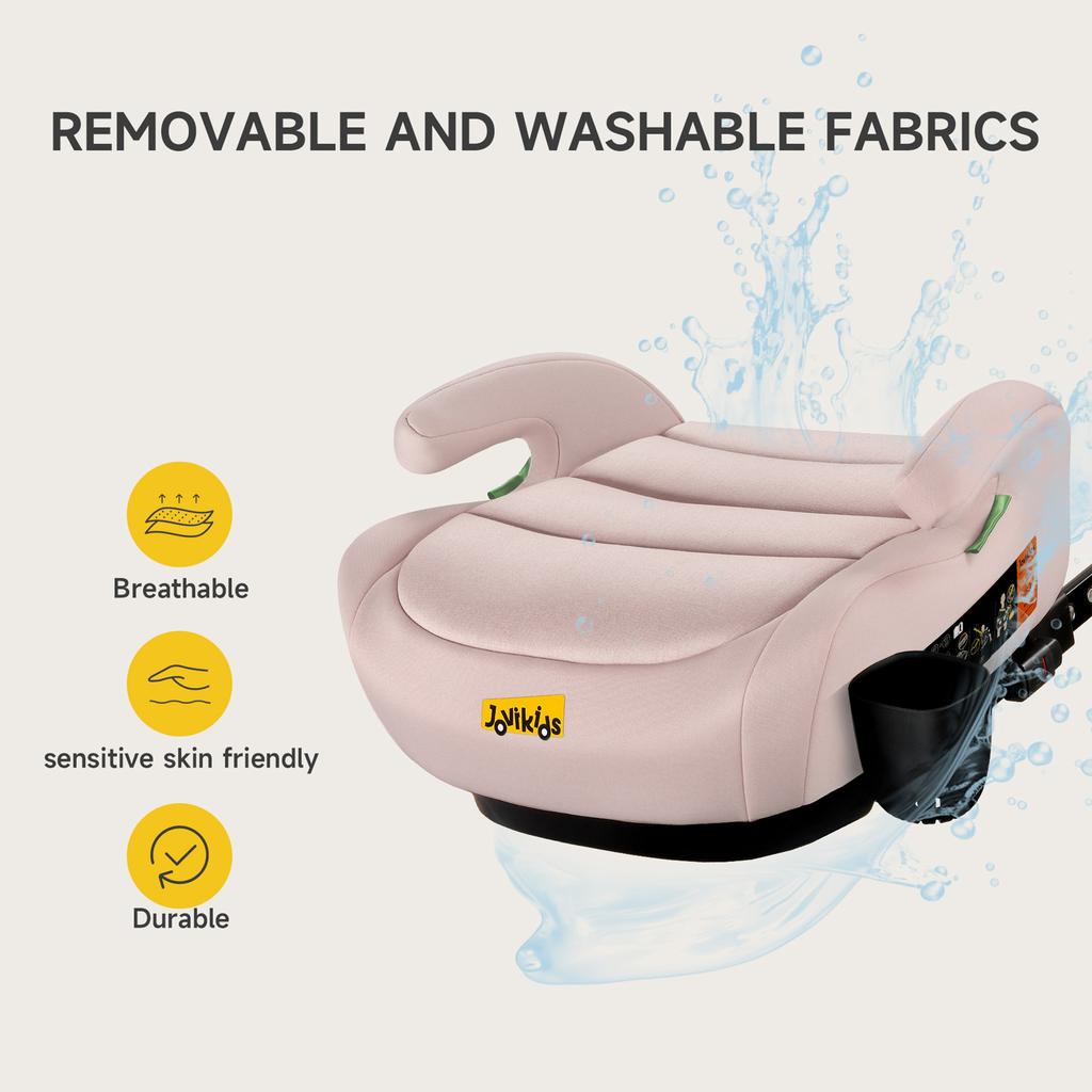 I-Size Booster Car Seat, ISOFIX, 125-150cm, 6-12 Years, Group 2/3, Portable, ECE R129, Pink