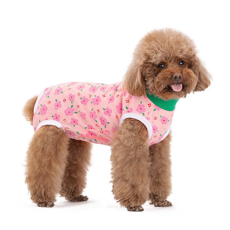 Dog Clothes Thin Belly Protector Vest Wrap Tummy Cooler Free Striped Shirt Back Button Bitch Spaying Weaning