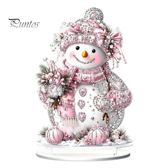 Christmas Party Centerpieces Winter Ornaments, Double-sided Acrylic Snowman/Santa Claus/Reindeer/Cottage Table Xmas Fireplace Decorations for Holiday