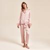Set Pigiama da Donna in Raso con Collo Manica Lunga Pantaloni Seta di Ghiaccio Leggero Pigiama Loungewear per la Casa