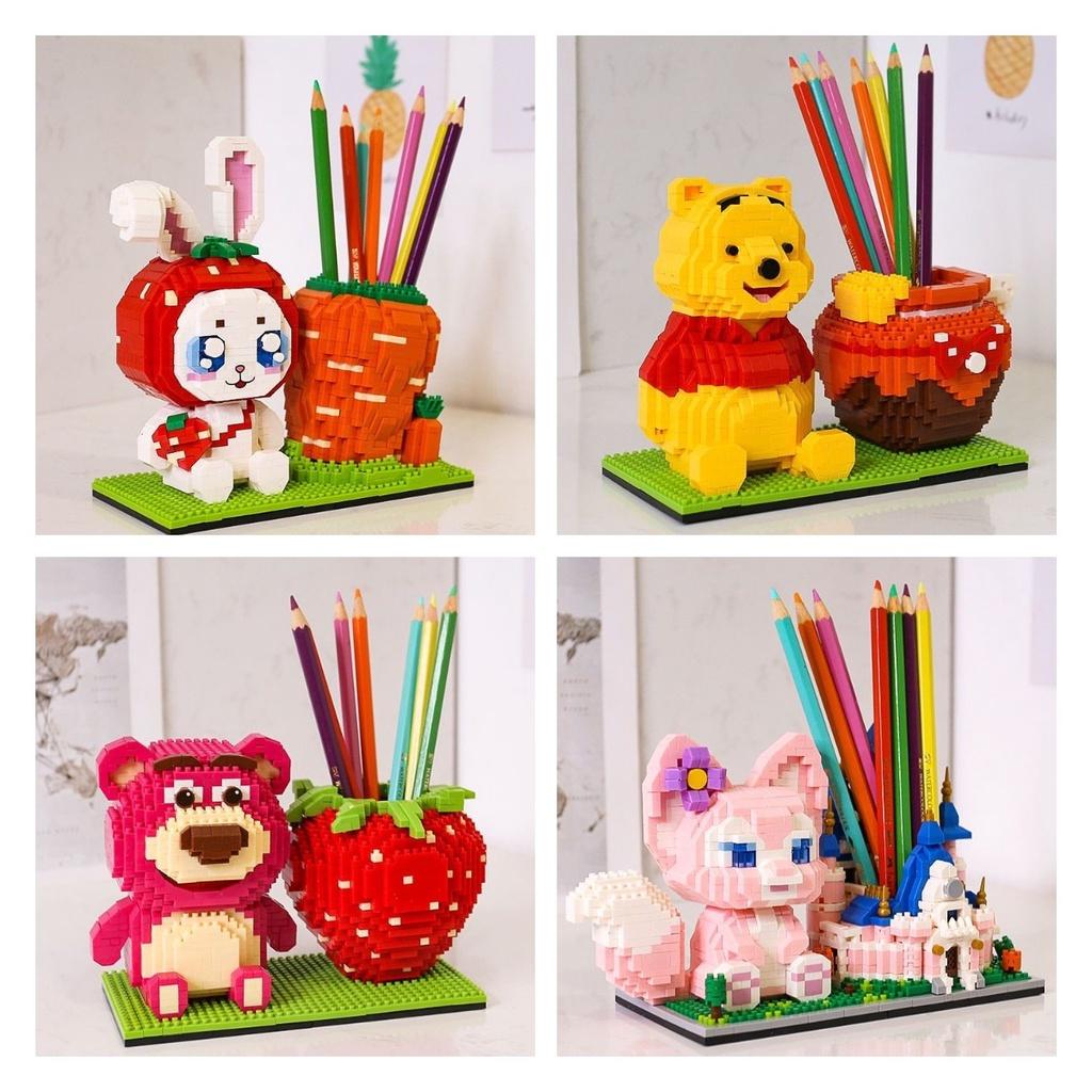 Strawberry Bear Building Block Pen Holder Abs Plastic Toy For 3c Configuration 14+