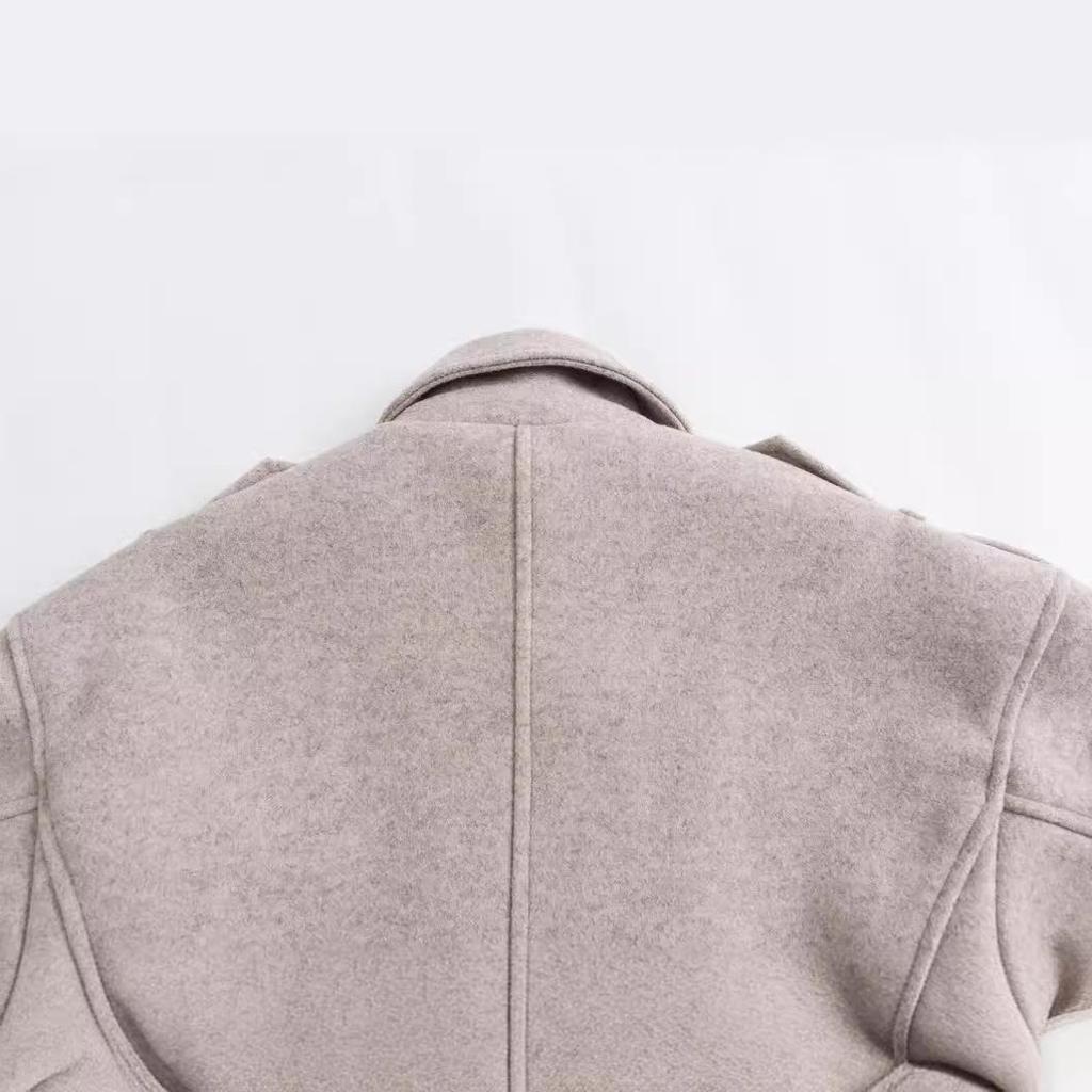 Spring 2024 Women's Minimalist Oatmeal Motorcycle Jacket