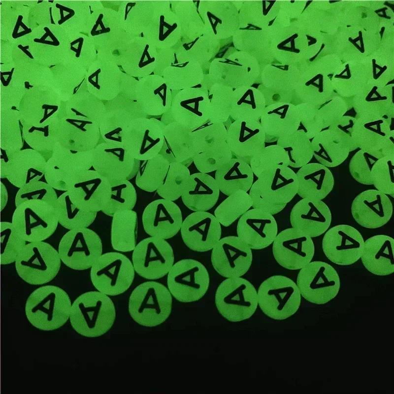 100-500PCS Acrylic Luminous A-Z 26Letter Beads Loose Spacer Alphabet Beads For Jewelry Making DIY Charms Bracelet Necklace