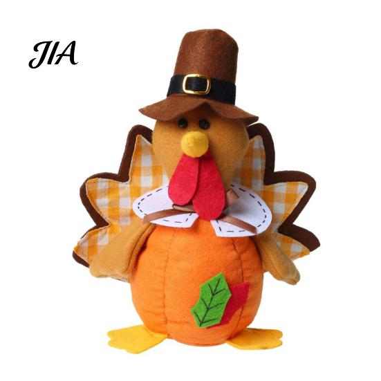 Pilgrim Couple Dolls Thanksgiving Plush Turkey Doll, Stuffed Animal Figurine, Autumn Rustic Country Style Decor Harvest Tabletop Decoration