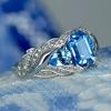 TEMU Zirkonring Blauer Quadratischer Edelstein Damenringe Beliebter Schmuck
