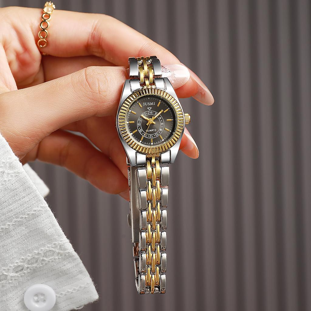 Light luxury fashion ladies quartz watch line scale alloy steel belt, suitable for daily wear, anniversary, Christmas gift