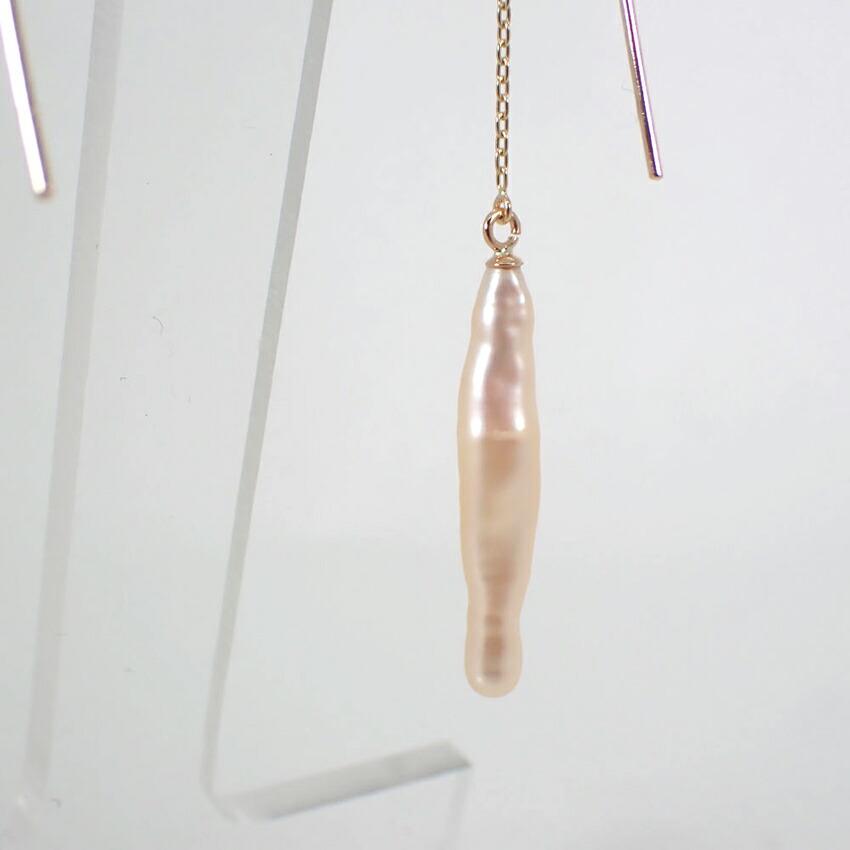 [New] K10 Freshwater Pearl/Long Chain Earrings/j33-3