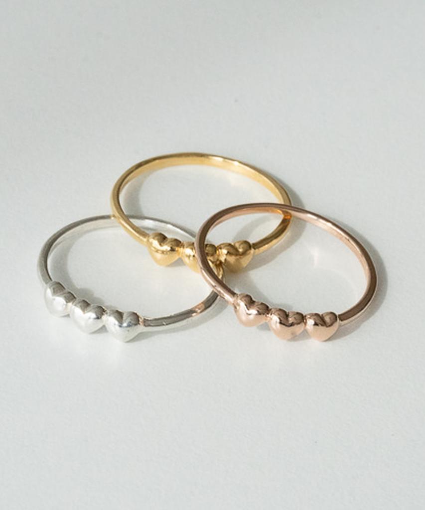 Alleun Silver 925 Heart Layered Silver Rings Friendship