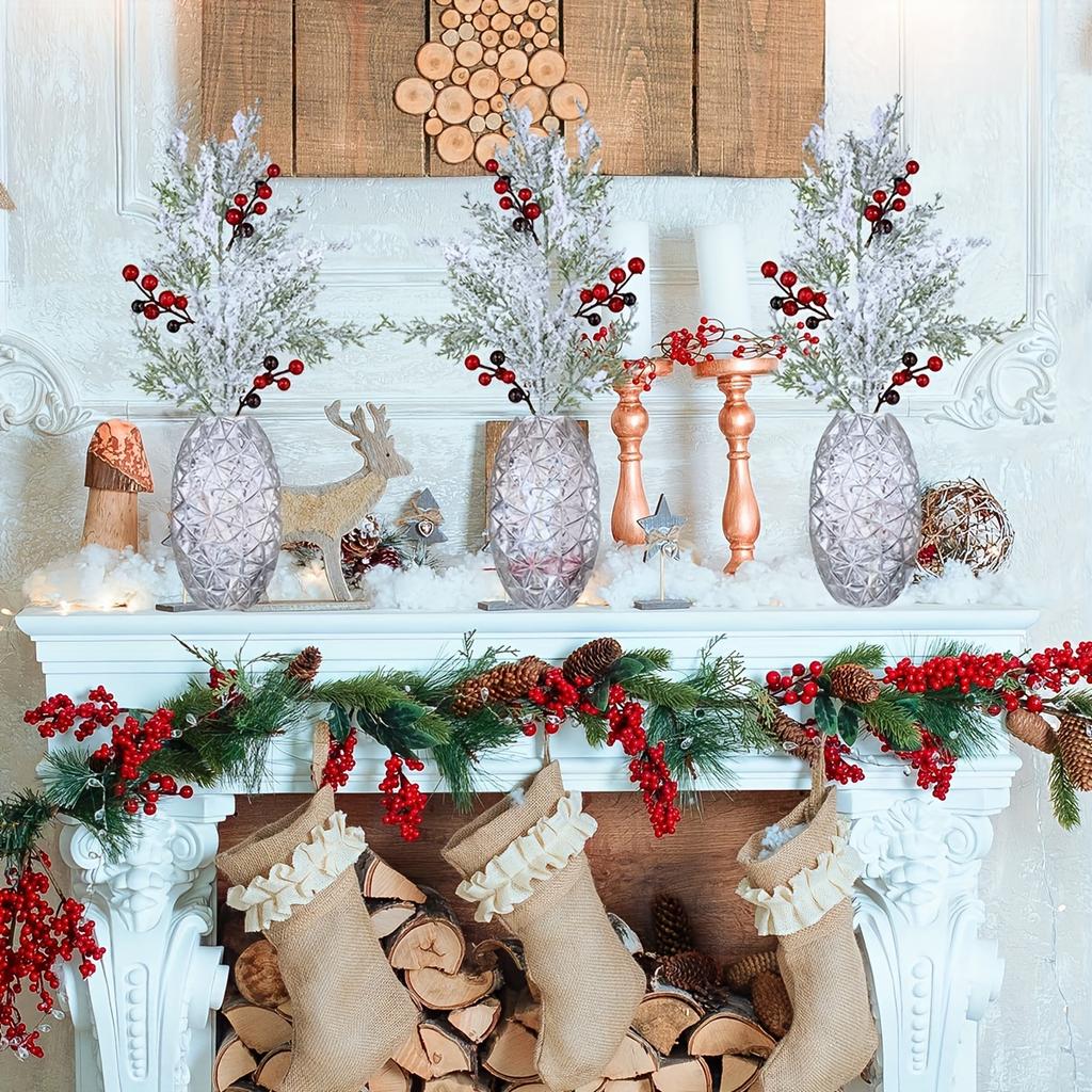Frosted Faux Cedar Sprays for Christmas Tree, Wreath, Floral Arrangement, Vase, Winter Holiday Décor