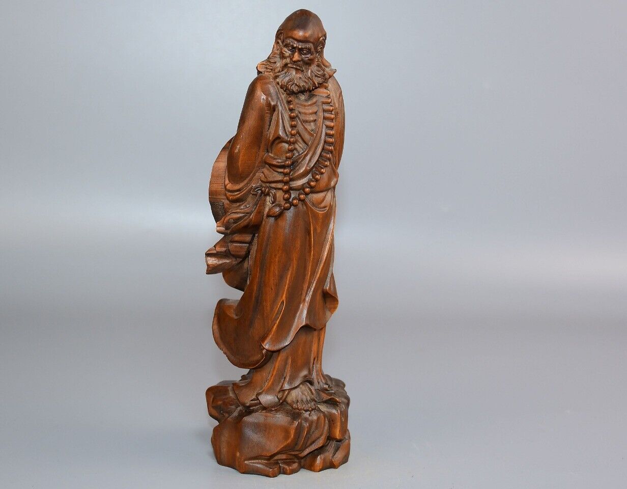 

Китайская винтажная статуэтка Будды Дхармы из самшита, красиво вырезанная, домашний декор, скульптура CHINA