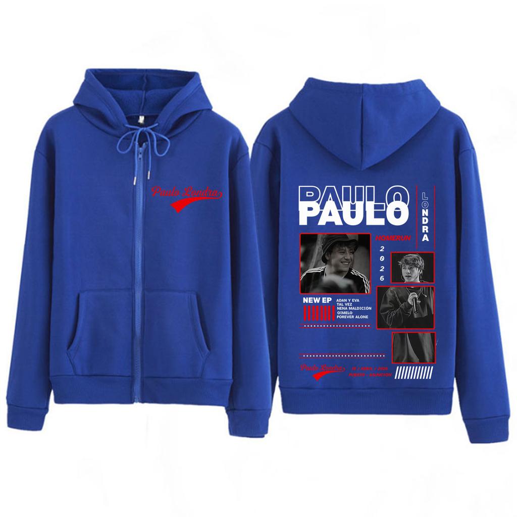Cantante Paulo Londra Tour Album Grafiche Felpa con Zip Uomo Donna Tendenza Estetica Felpe Giacca Larga Cappotto