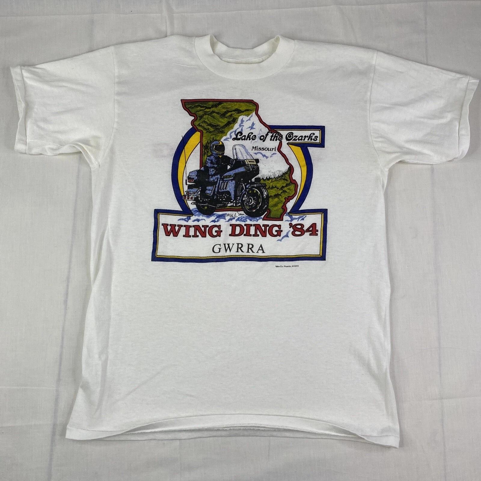 Vintage 1984 Wing Ding VI GWRRA Lake of the Ozarks Biker T-Shirt size XS Small L