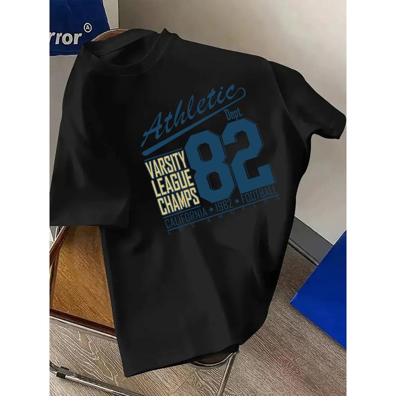 European sizes Men s Cotton Athletic Department Varsity League Champs 82 California 1982 Football Short-Sleeved T-Shirt S