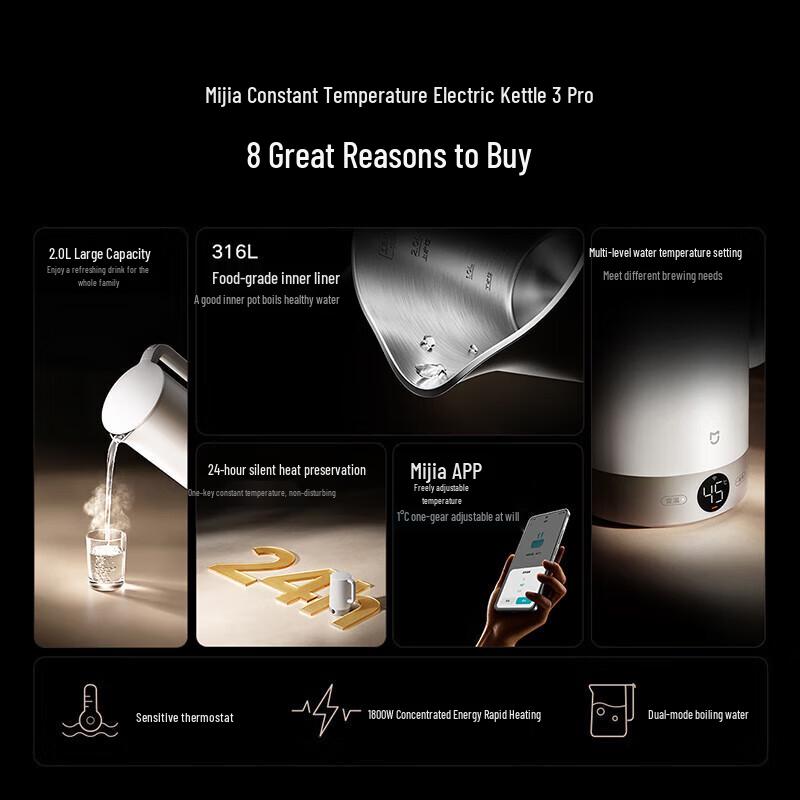 Xiaomi Smart Thermostatic Electric Kettle 3Pro CN Plug (adapter Included)