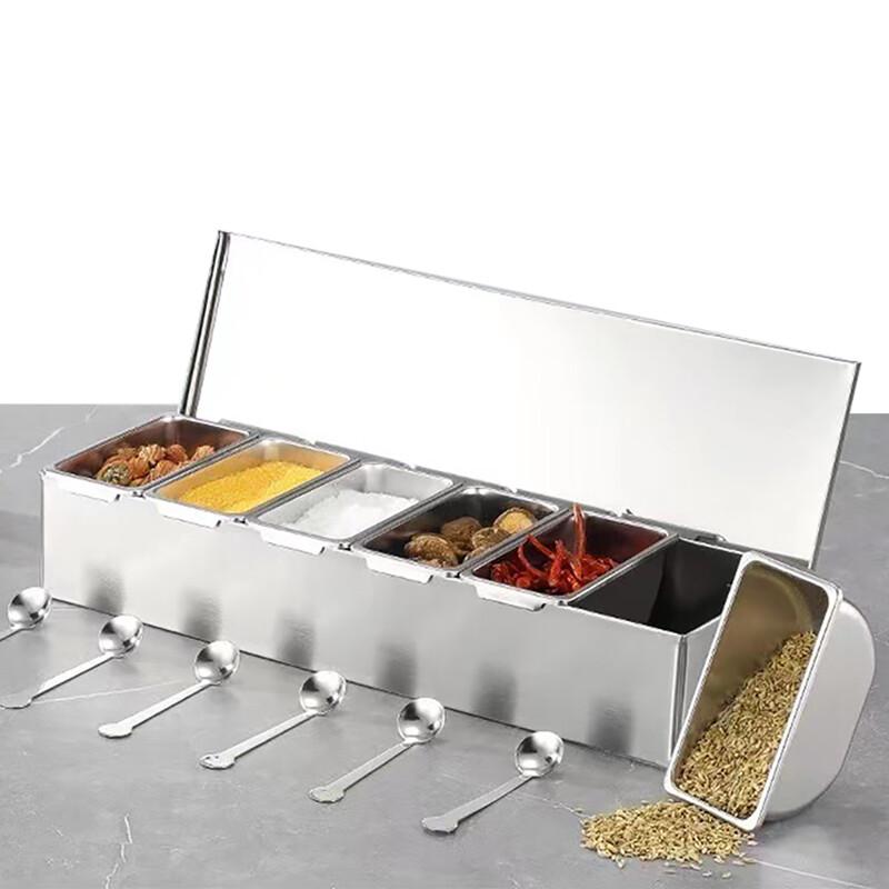 HPMILY Wielokomorowy Pojemnik na Przyprawy ze Stali Nierdzewnej 304