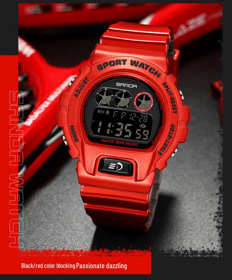 Sanda Multifunctional Green Light Electronic Watch, Fashionable Wristwatch for Men, Women, and Students.