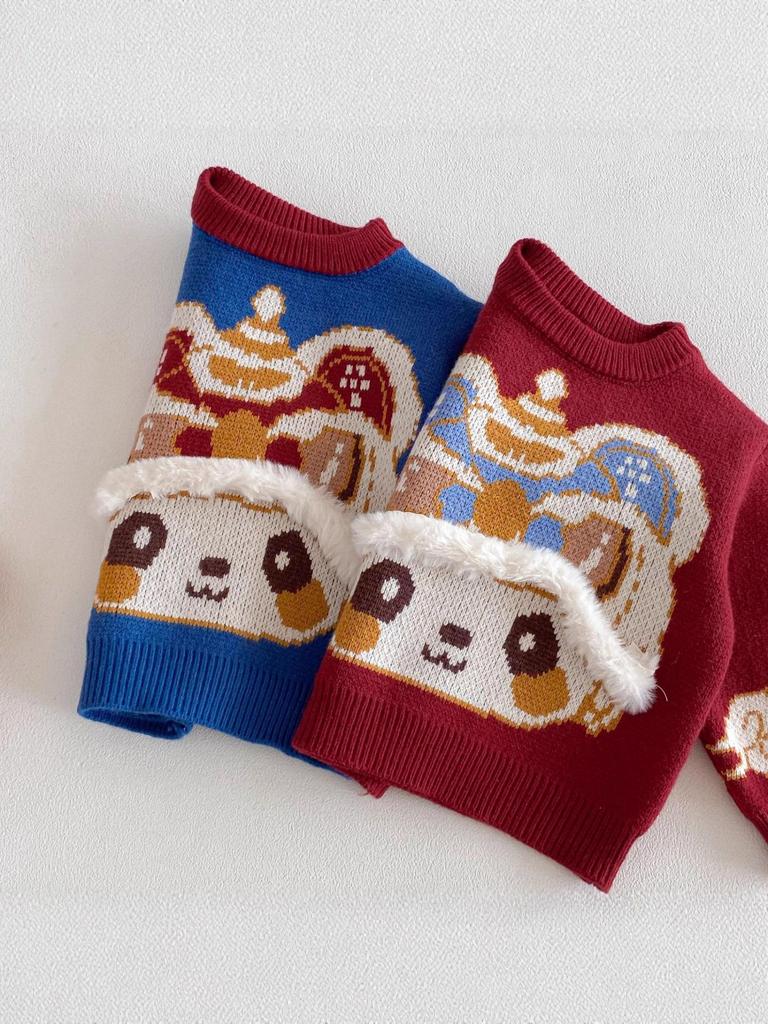 Kids' Festive Winter Sweater - Cute Jacquard Knit Pullover for Boys