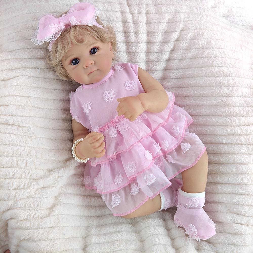 46cm Lifelike Reborn Doll with Hair and Soft Cloth Body - Girl Playhouse Companion