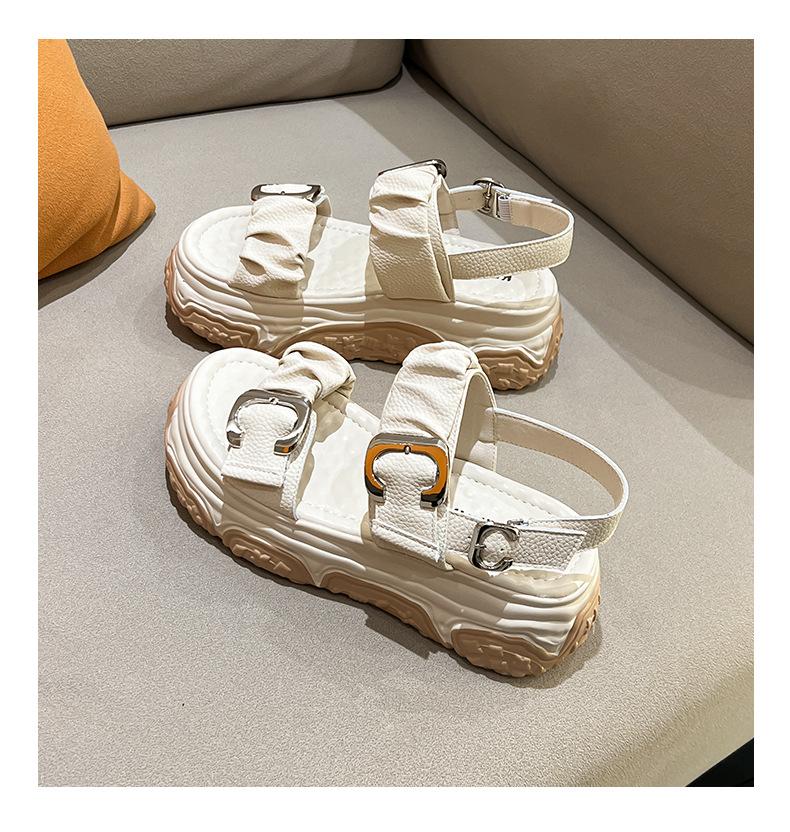Internet Celebrity Fashion Roman Sandals Women 2024 Summer New with Skirt Versatile Thick Sole Heel Sandals Women Tide