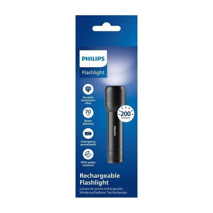 Linterna Philips SFL7003R- 200 Lúmenes- Batería Recargable