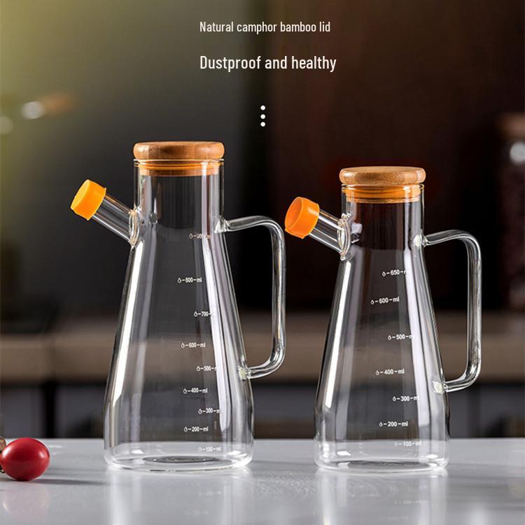 In-Stock Large Capacity Non-Drip Glass Oil Bottle for Kitchen: High Borosilicate Glass - Ideal for Oil, Soy Sauce, and Vinegar 650ml