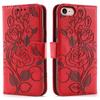 For iPhone 16e Case Wallet Stand Imprinted Rose Butterfly PU Leather Phone Cover