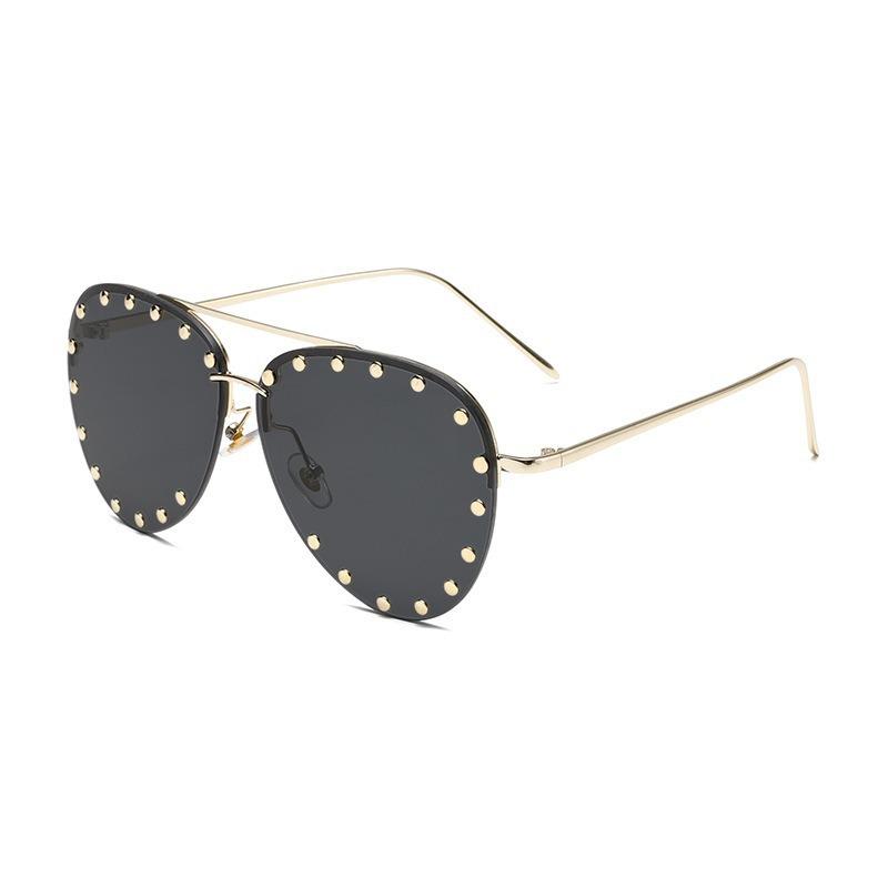 2026 New Toad-shaped Metal Sunglasses Large Frame Frameless Rice Nail Fashion Street Sunglasses