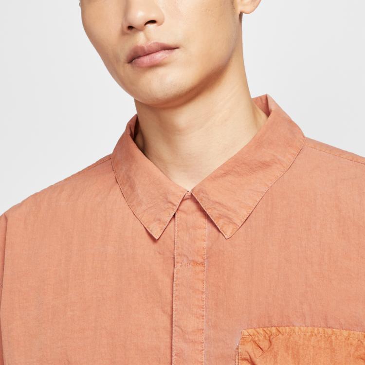 Nike Swoosh Tech Brand Logo Woven Loose Short Sleeve Shirt Men Shirts HJ2955-815