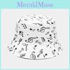 Music Note Pattern Wide Brim Fisherman Hat With Sun Protection For Women And Men