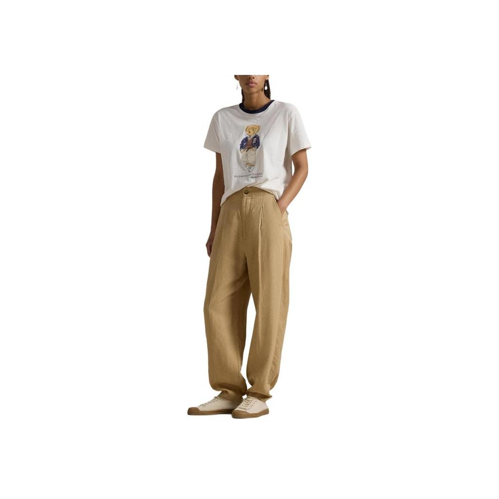 Polo Ralph Lauren Letter Print Pattern Round Neck Short Sleeve T-Shirt Women T-Shirt White 211941205-001