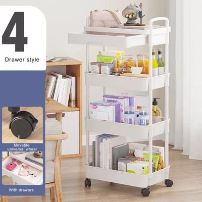 Rolling Utility Cart Storage Rack with 360-Degree Swivel Wheels Multi-Tier Shelves Design