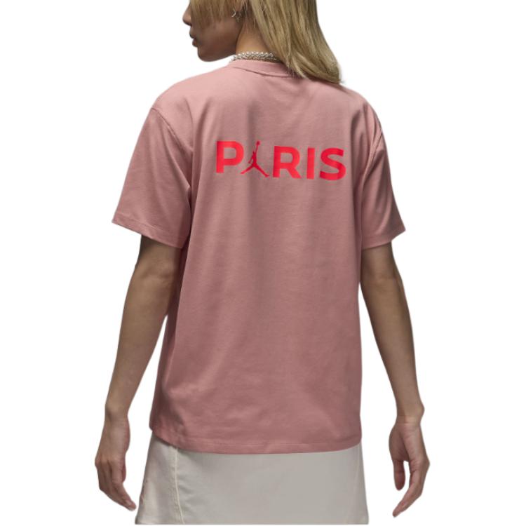 Jordan Paris Saint-Germain Round Neck Pullover Fashion Versatile Short Sleeve T-Shirt Women T-Shirt Rust-Pink FV7749612