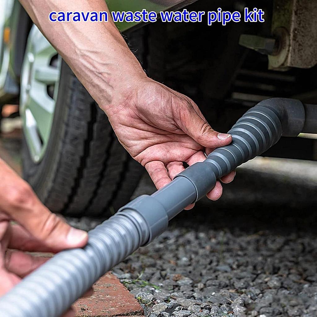 3/4m Foldable Caravan Sewer Pipe Kit RV Trailer Sewer Hose With Adjustable Adapter & Clamp Leakproof RV Hose RV Accessories