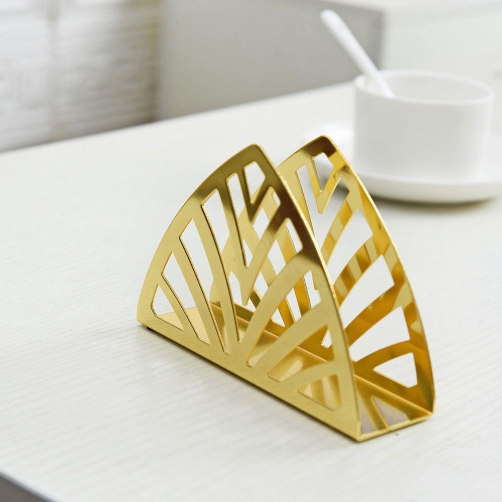 Non-slip Bottom Iron Art Paper Towel Holder Hollow Desktop Tissue Stand  Home