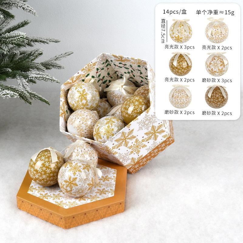 

Boxed Christmas Decoration Balls - Snowflake Memory Christmas Tree Ornaments Hanging 7.5 7.5 7.5cm коричневый