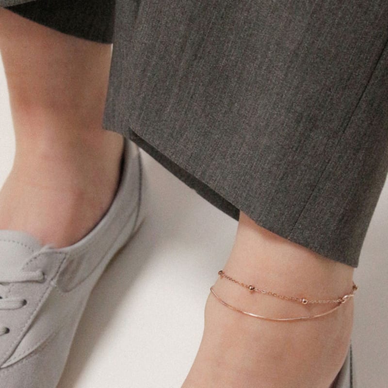 

J.Lauren Snake Chain Cutting Ball Rosegold Anklet A0684 single type