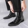 Men’s Chelsea Short Boots Business Formal Leather Shoes Dance Tuxedo Ankle Boots Black Heel Boots Large Size