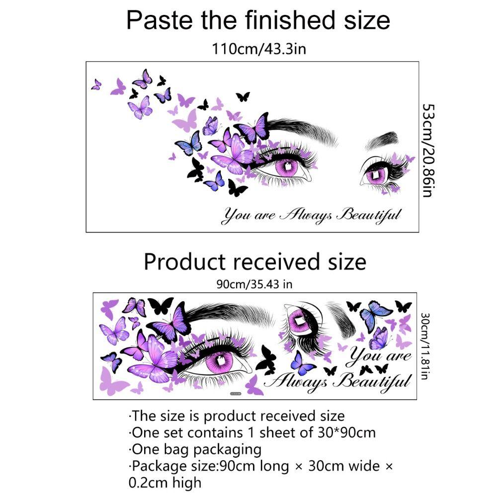 PVC Purple Eyes Decal English Slogan Butterfly Wall Stickers Modern   Bedroom