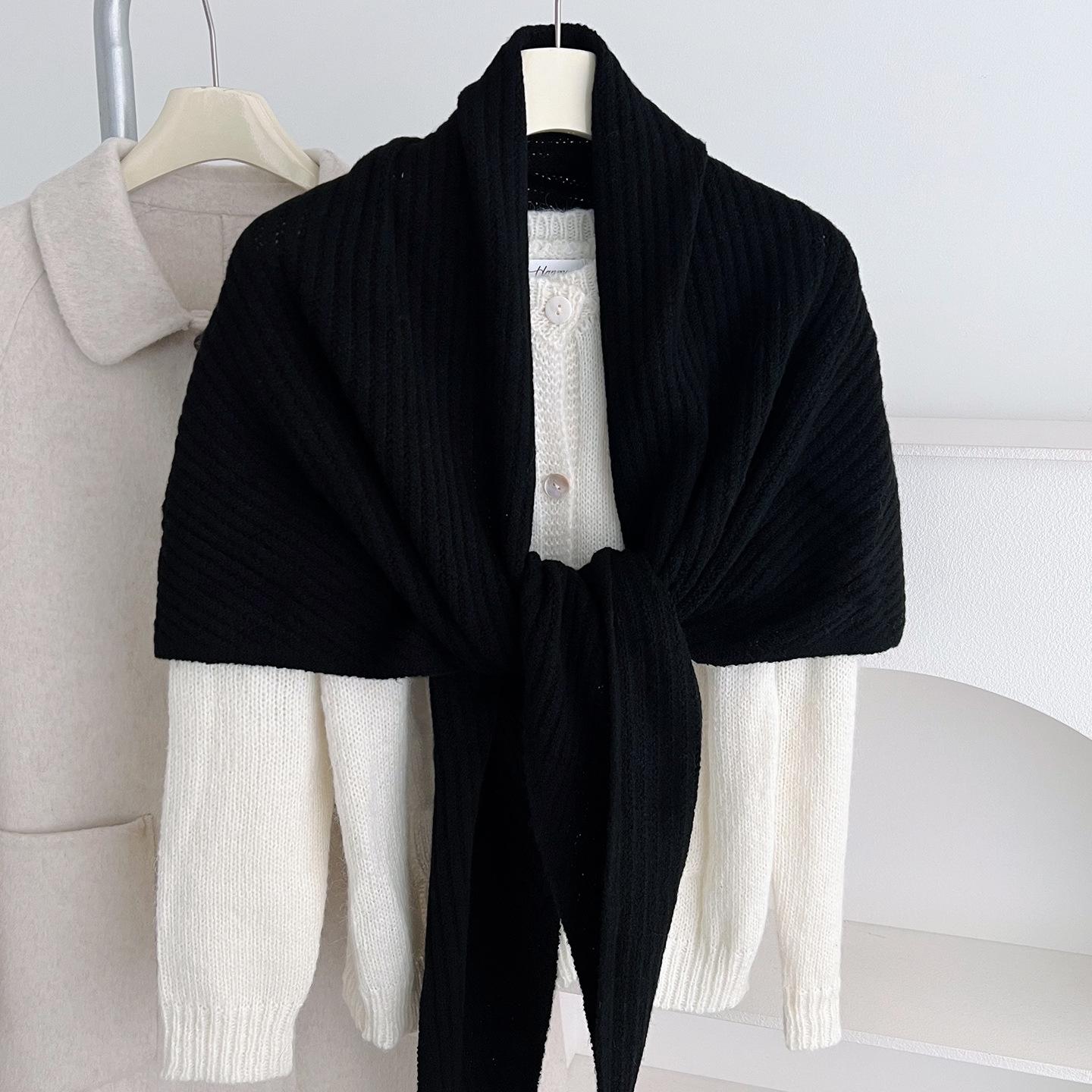 

Fashion 70*205Cm Wool Big Size Triangular Scarf Women Knitted Solid Winter Warm Shawls Pashmina Wrap Bufanda Neckerchief 70x205cm