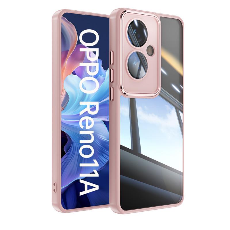 For Oppo Reno 11A 11 F F25 Pro Metal Armor Back Transparent Tempering Shell Full Cover With Lens Film Super Anti-drop Case Protector