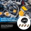 Oil Cooler Sandwich Plate Adapter Aluminum Alloy with 4 Adapter M18x1.5 & M20x1.5 & M22x1.5 & 3/4-16 for Engine Transmission Filter Cooling System