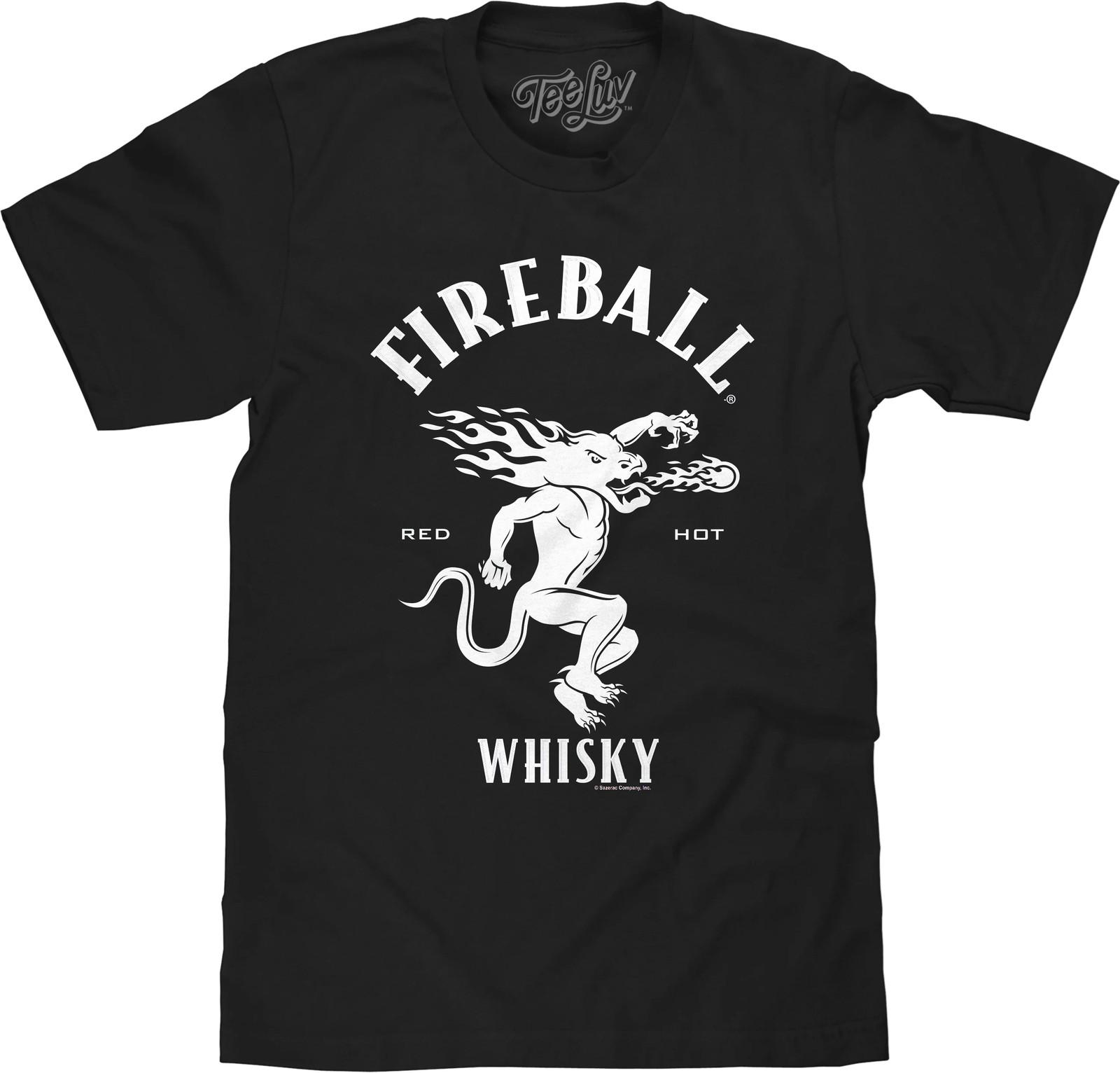 Where s The Fireball Whisky WTF Dragon Mascot Mens T Shirt Black XXXL
