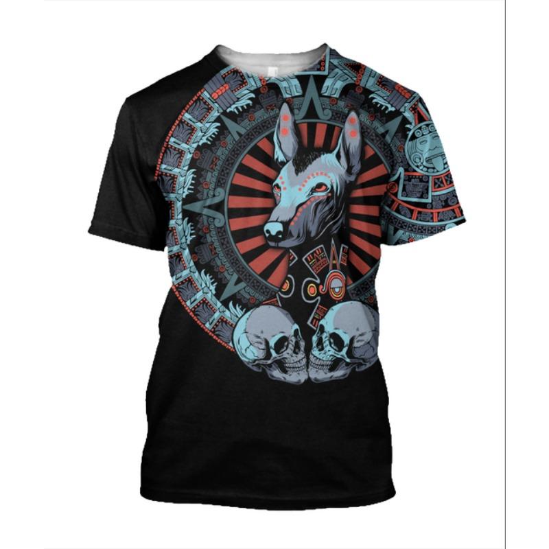Summer Trend Harajuku Mexican Aztec Quetzon Men's Casual T-shirt Street Fashion Classic Retro O-neck Loose Senior 3D Printed Top