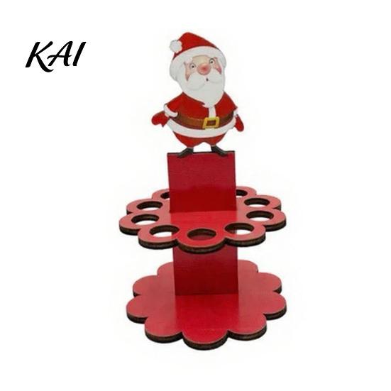 Christmas Money Holder Ornaments with 10 Holes, Snowman Santa Claus Tree Festive Desktop Decoration Wooden Cash Holder, Holiday Rack Table for