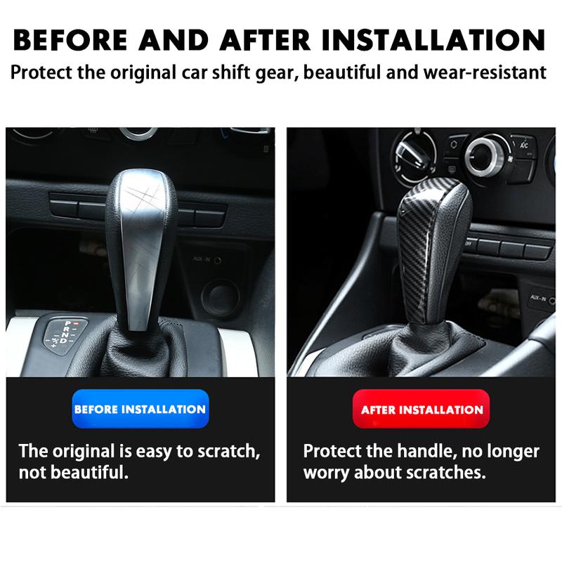 Kohlefaser Auto Schalthebelknauf Abdeckung Schale Schutz Zierleiste Aufkleber für BMW XI 1 3er Serie E91 E90 E93 2006-2012 Zubehör