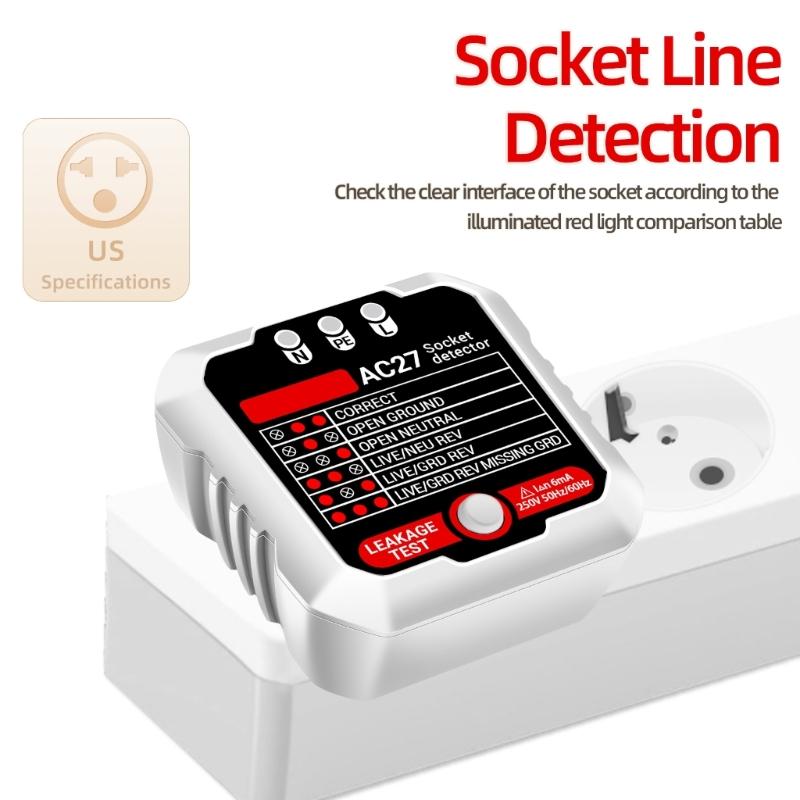 Outlet Tester Advanced Receptacle Tester with Voltage-Display 250V Power Socket Automatic Electric Circuit Polarity-