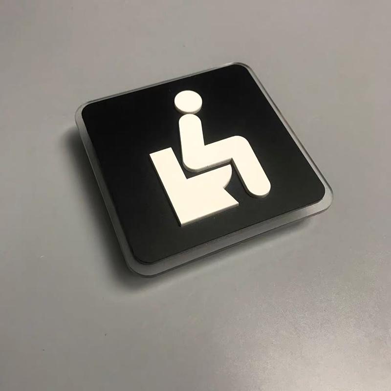 Black Toilet Sign Plate Acrylic  Wash RestrRoom Door Wall Label Sticker Wc Holder Signage Board Art Hotel Bathroom Decor
