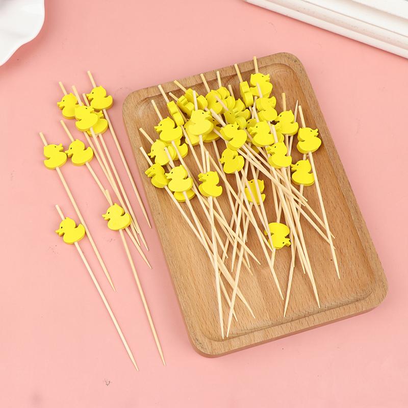 100 Pcs Disposable Bamboo Picks Food Fruit Cocktail Handmade Toothpicks